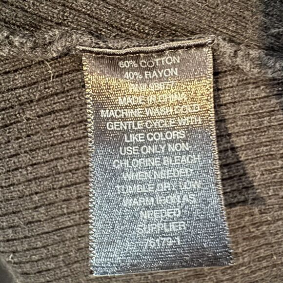 WORTHINGTON Black Cardigan Sweater XL Open Front Cocoon Cape Long Rib Knot - Picture 3 of 5